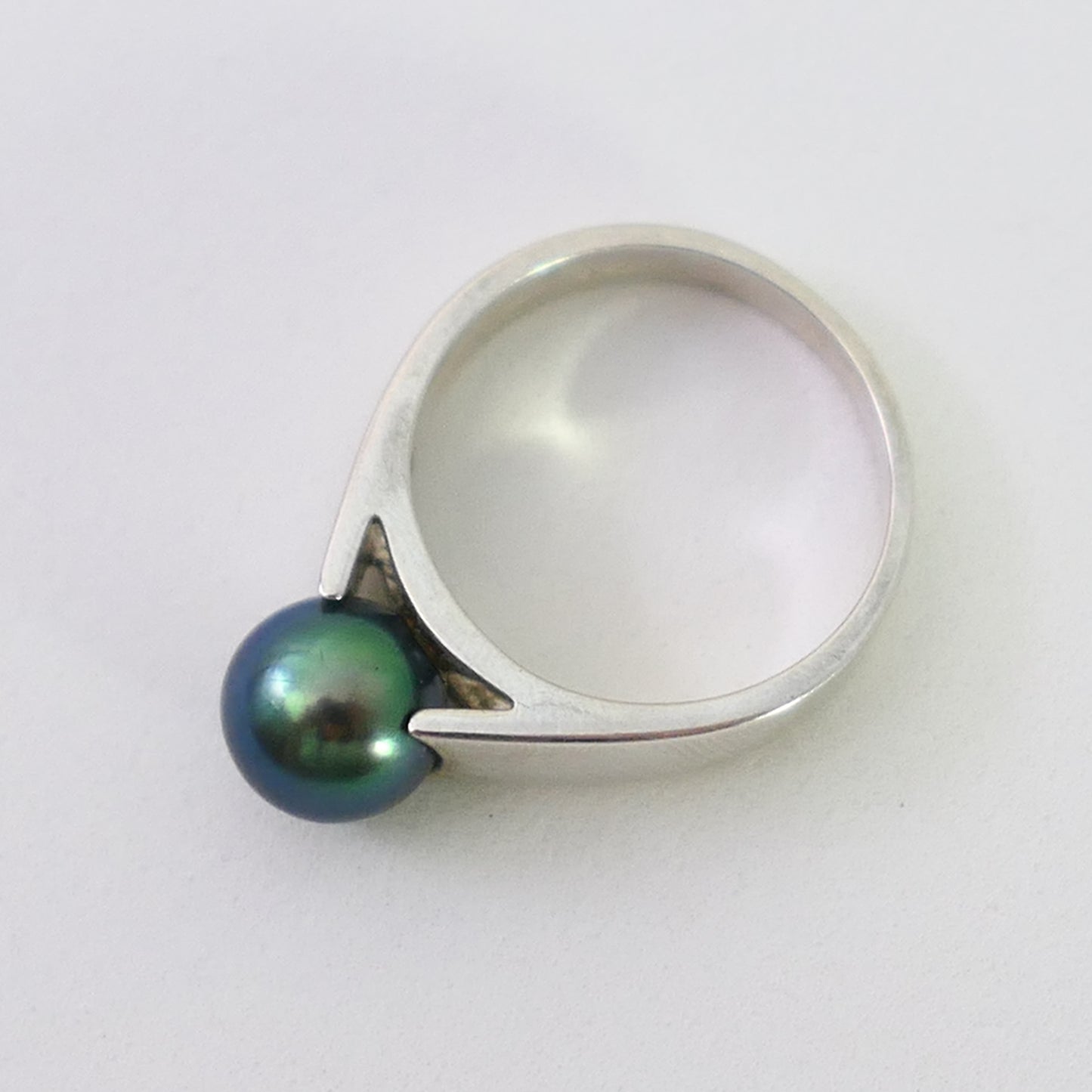 Marla - Tahitian Pearl Ring Set in Solid Sterling Silver Rhodium Plated