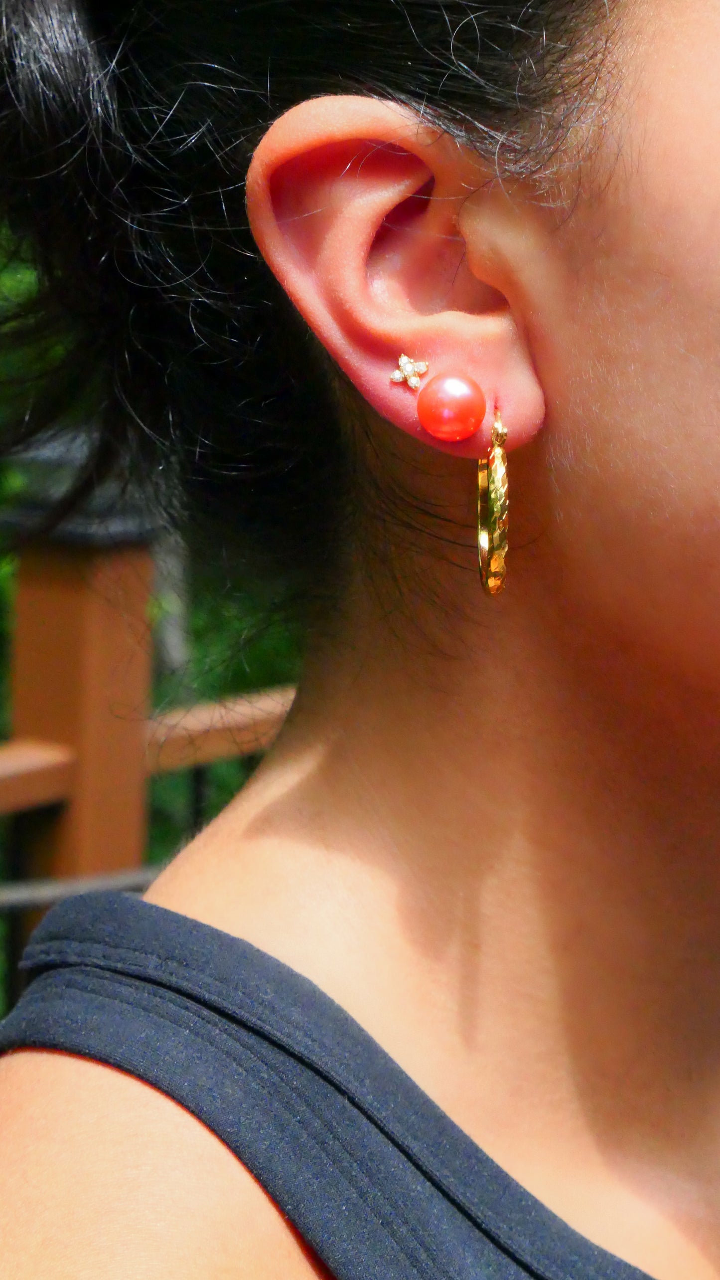 Aurelia - Pearl Stud Earrings, One of a Kind, Set in Solid 14kt Gold.