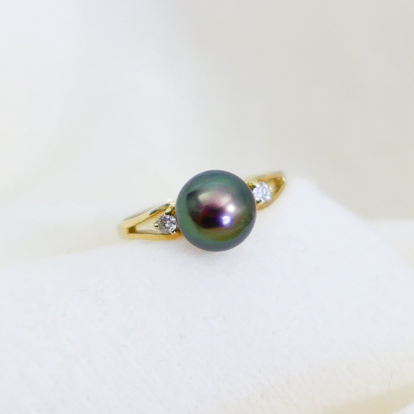 Arden - Engagement Ring, Tahitian Pearl with Diamond Accents, 14kt gold,