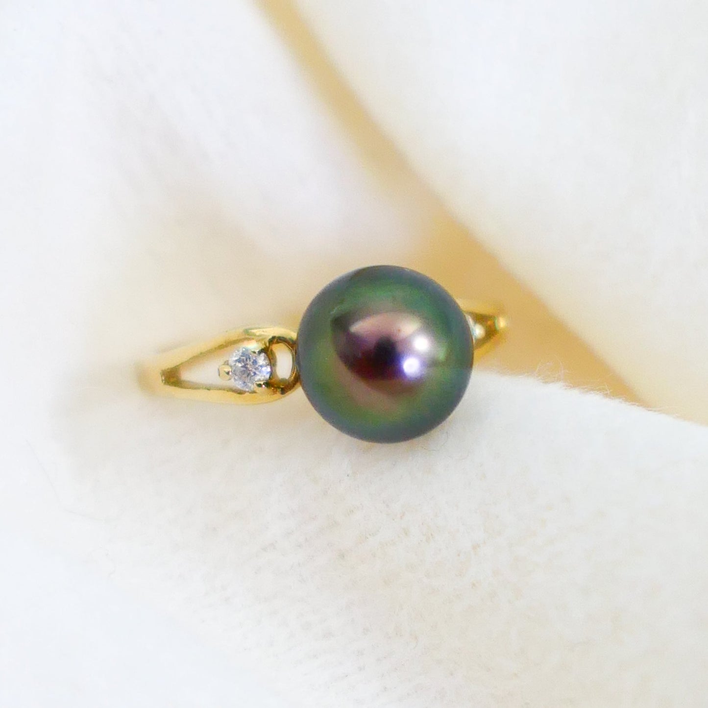 Arden - Engagement Ring, Tahitian Pearl with Diamond Accents, 14kt gold,