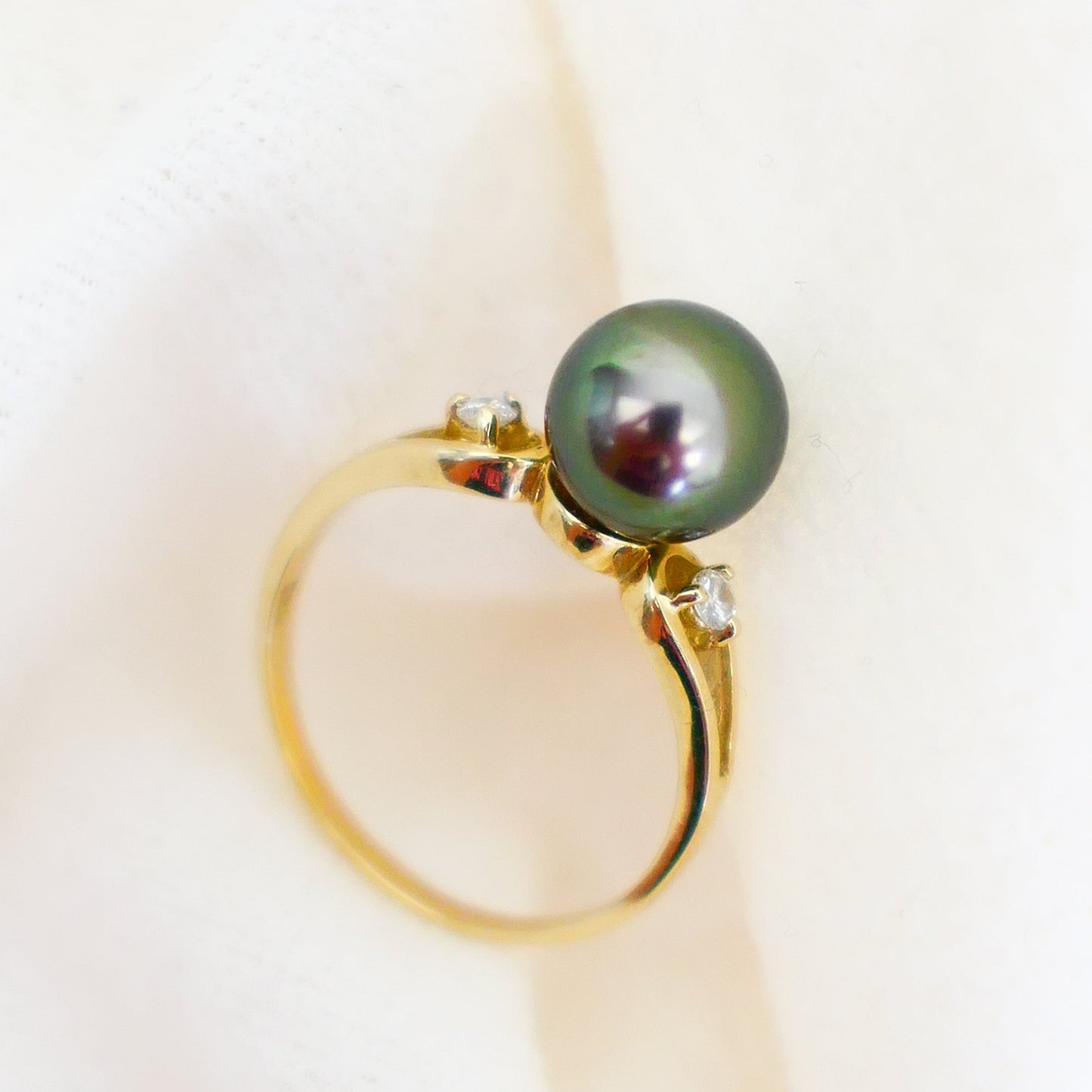 Arden - Engagement Ring, Tahitian Pearl with Diamond Accents, 14kt gold,