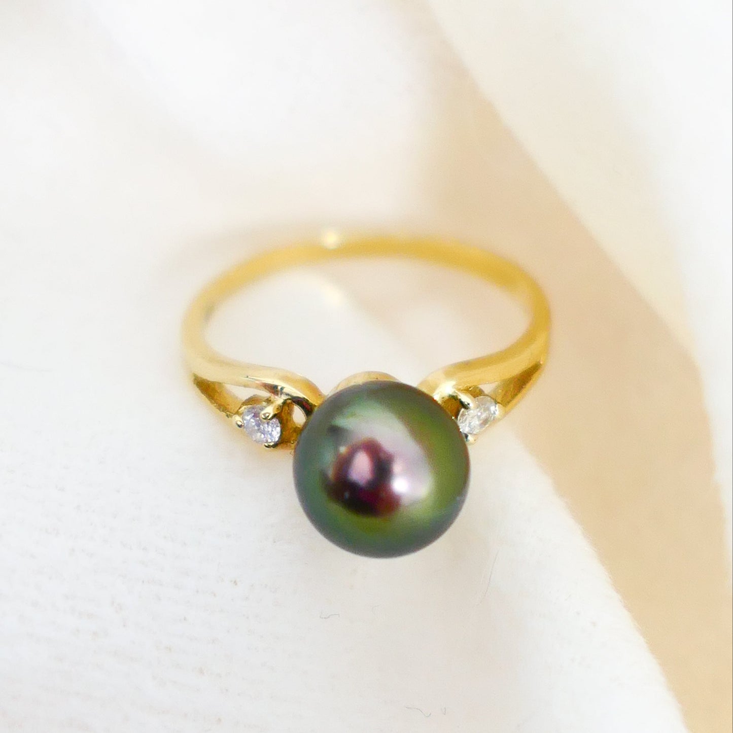 Arden - Engagement Ring, Tahitian Pearl with Diamond Accents, 14kt gold,