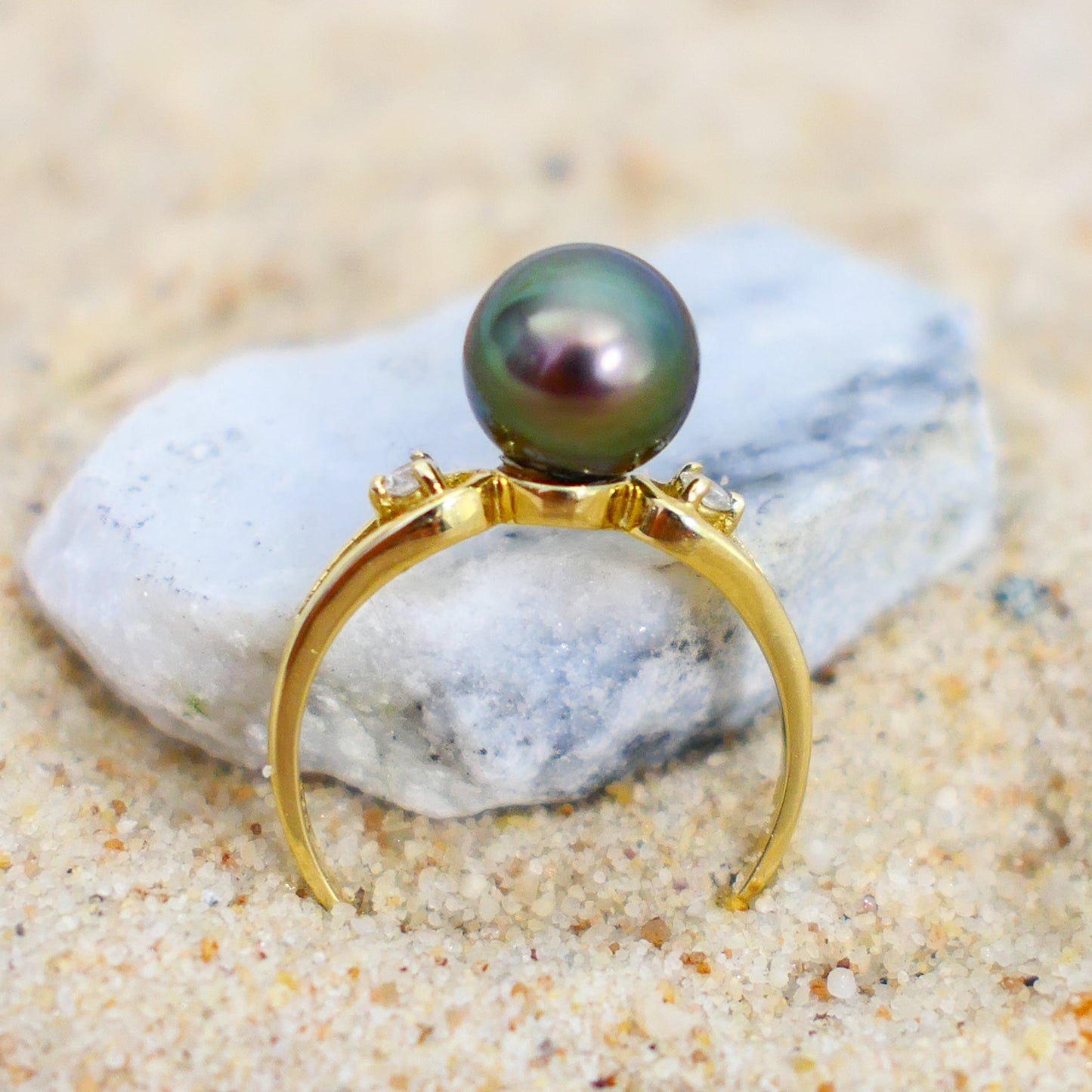 Arden - Engagement Ring, Tahitian Pearl with Diamond Accents, 14kt gold,
