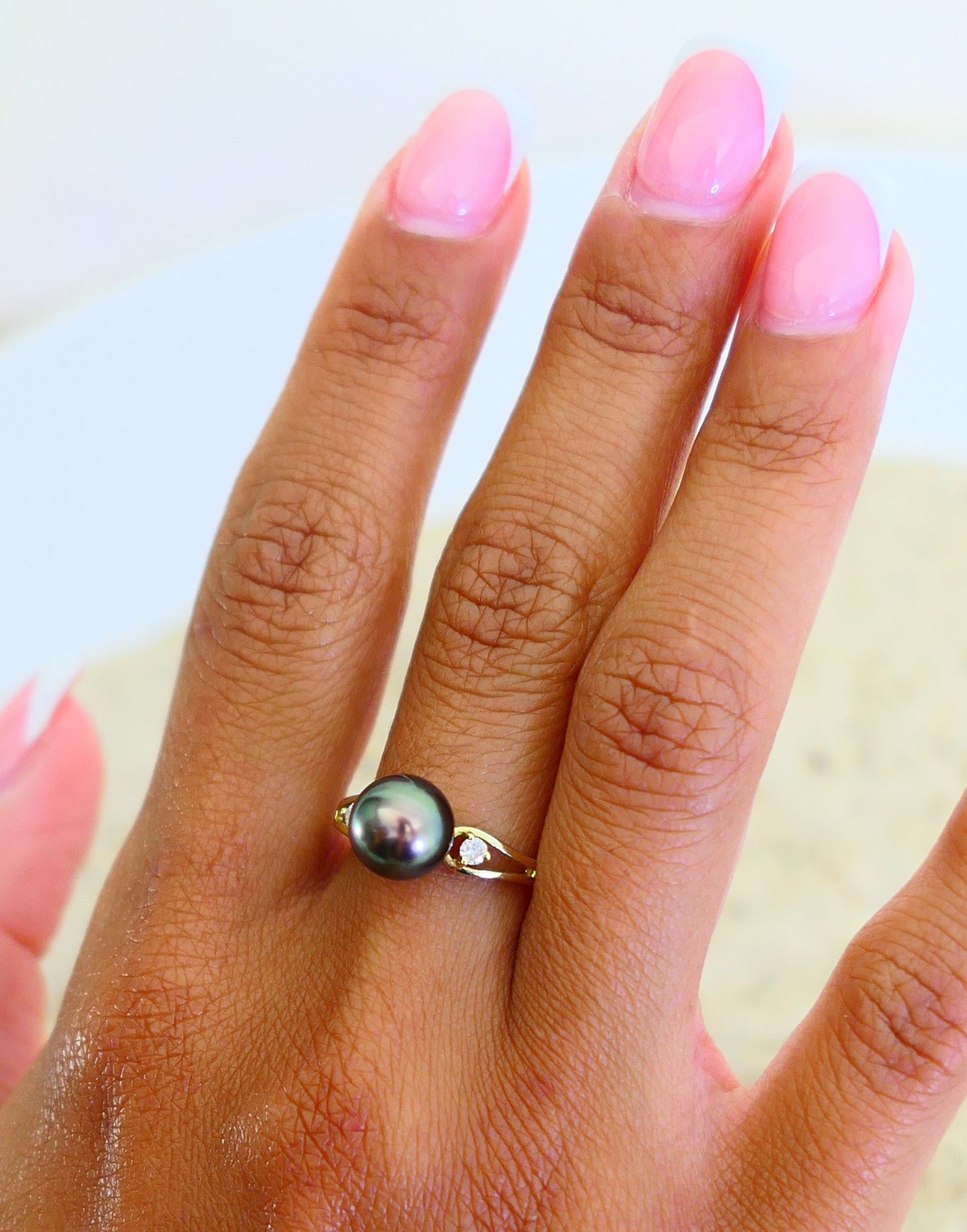 Arden - Engagement Ring, Tahitian Pearl with Diamond Accents, 14kt gold,