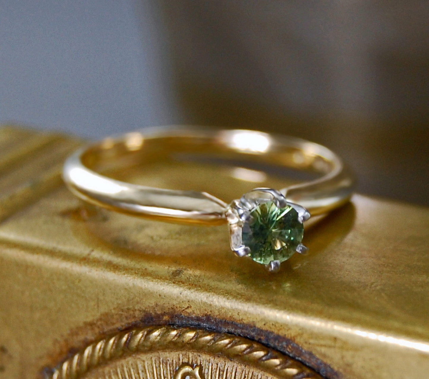 Padme - Sapphire Engagement Ring, September Birthstone, Solid 14kt Gold, FREE SHIP US