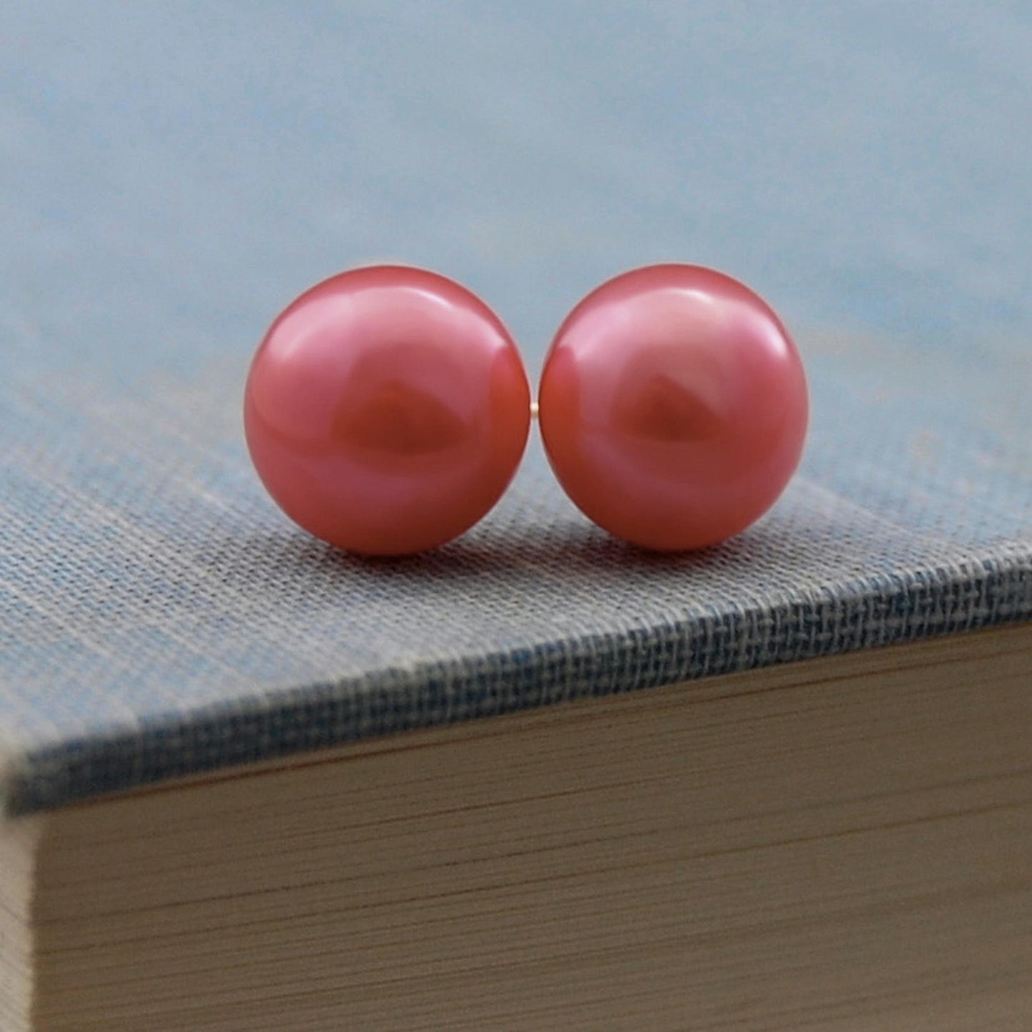 Aurelia - Pearl Stud Earrings, One of a Kind, Set in Solid 14kt Gold, FREE SHIPPING US.