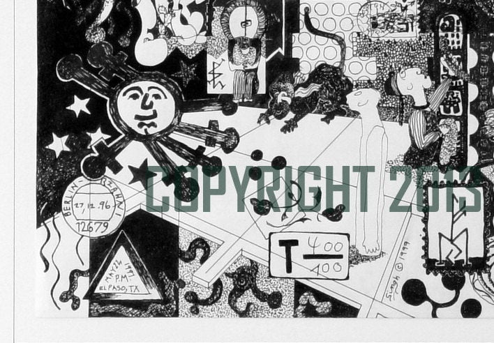 Messages - Giclee Art Print, ink drawing, black and white art, FREE SHIPPING US