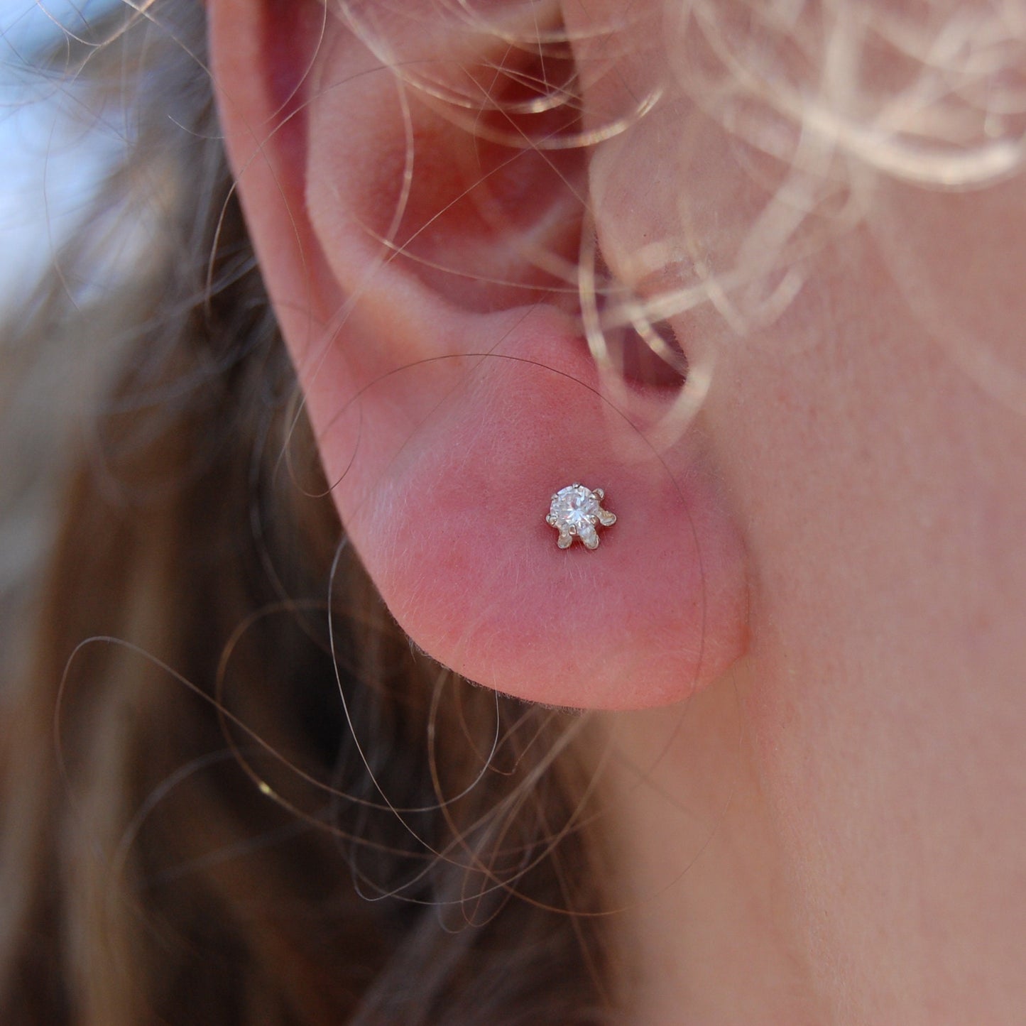 Stella - Cubic Zirconia Stud Earrings Sterling Silver, FREE SHIPPING US