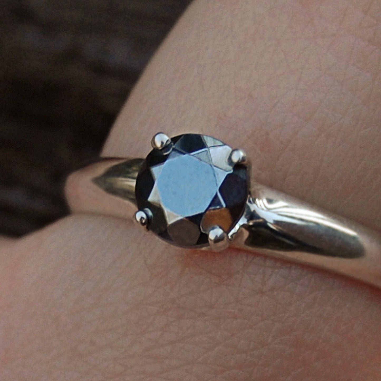 Brenna - Unique Silicon Crystal Gemstone Ring Set in Solid Argentium® Silver, Free shipping US.