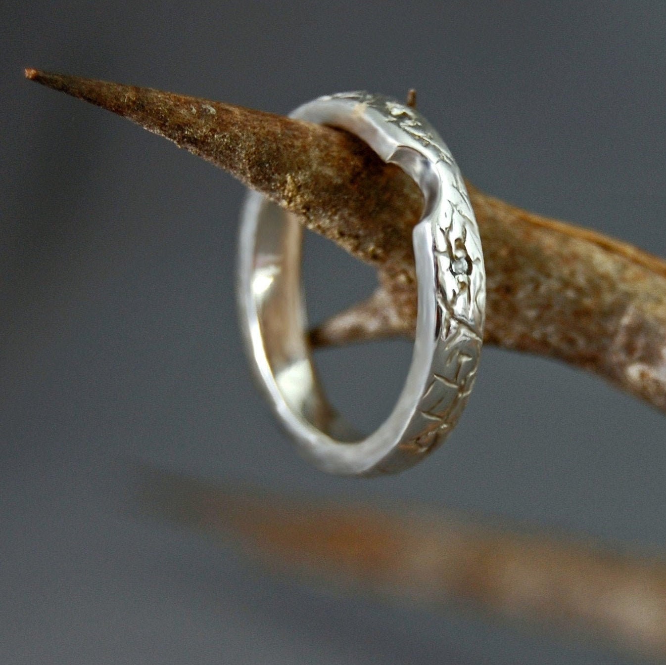 Melody - Unique Cut Out Wedding Band with Cubic Zirconia Accents, Silver, FREE SHIP US