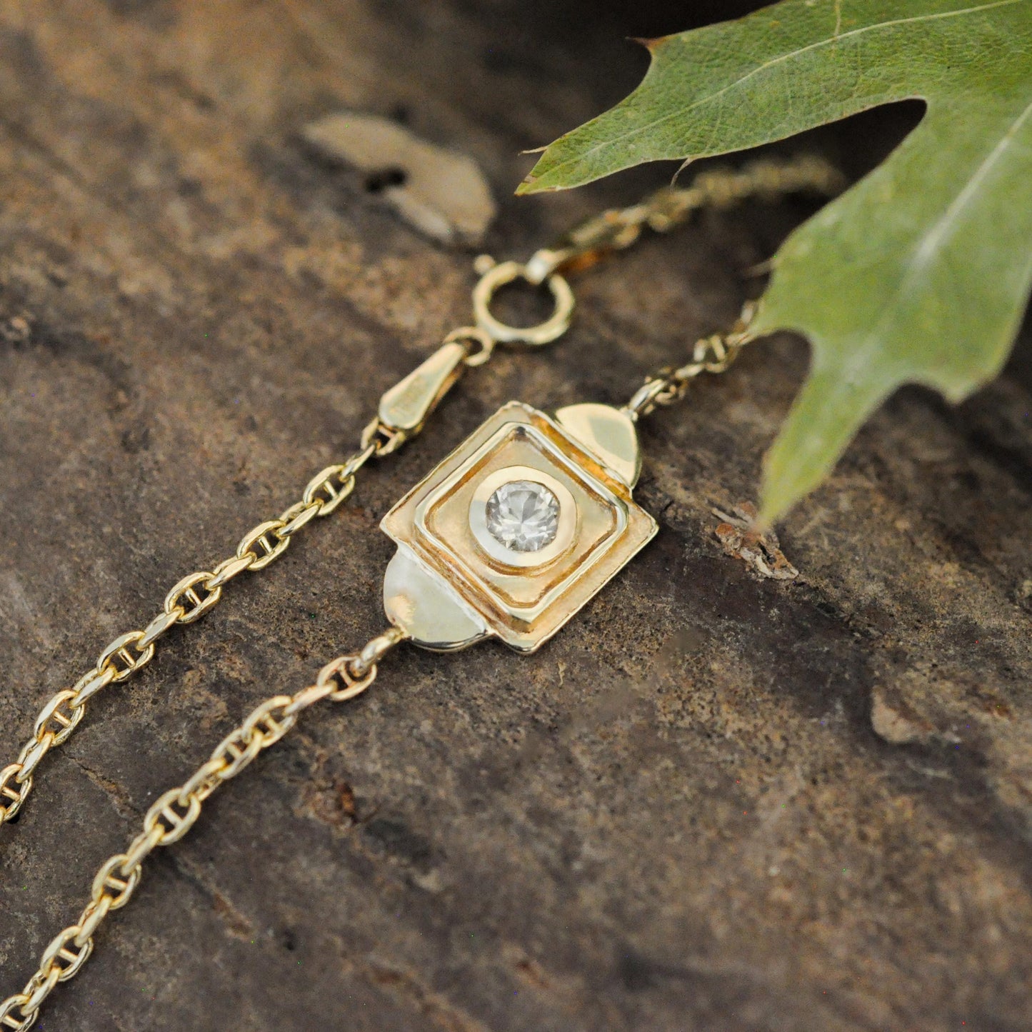 Charlotte - Luxurious 14kt Gold Bracelet Featuring Dazzling White Sapphire. 7" of Timeless Elegance!