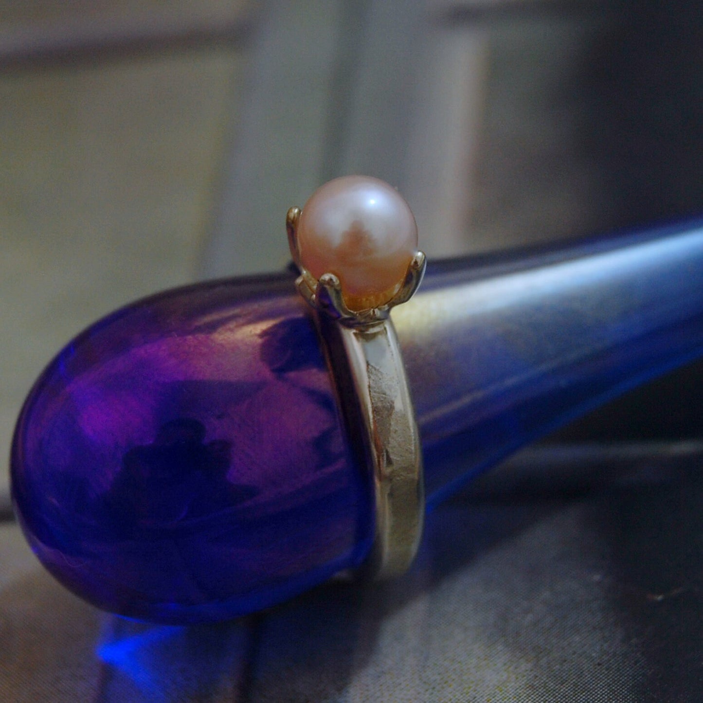 Doris -  Pearl Solitaire Ring; Freshwater Pearl; Argentium® Sterling Silver; Engagement Ring