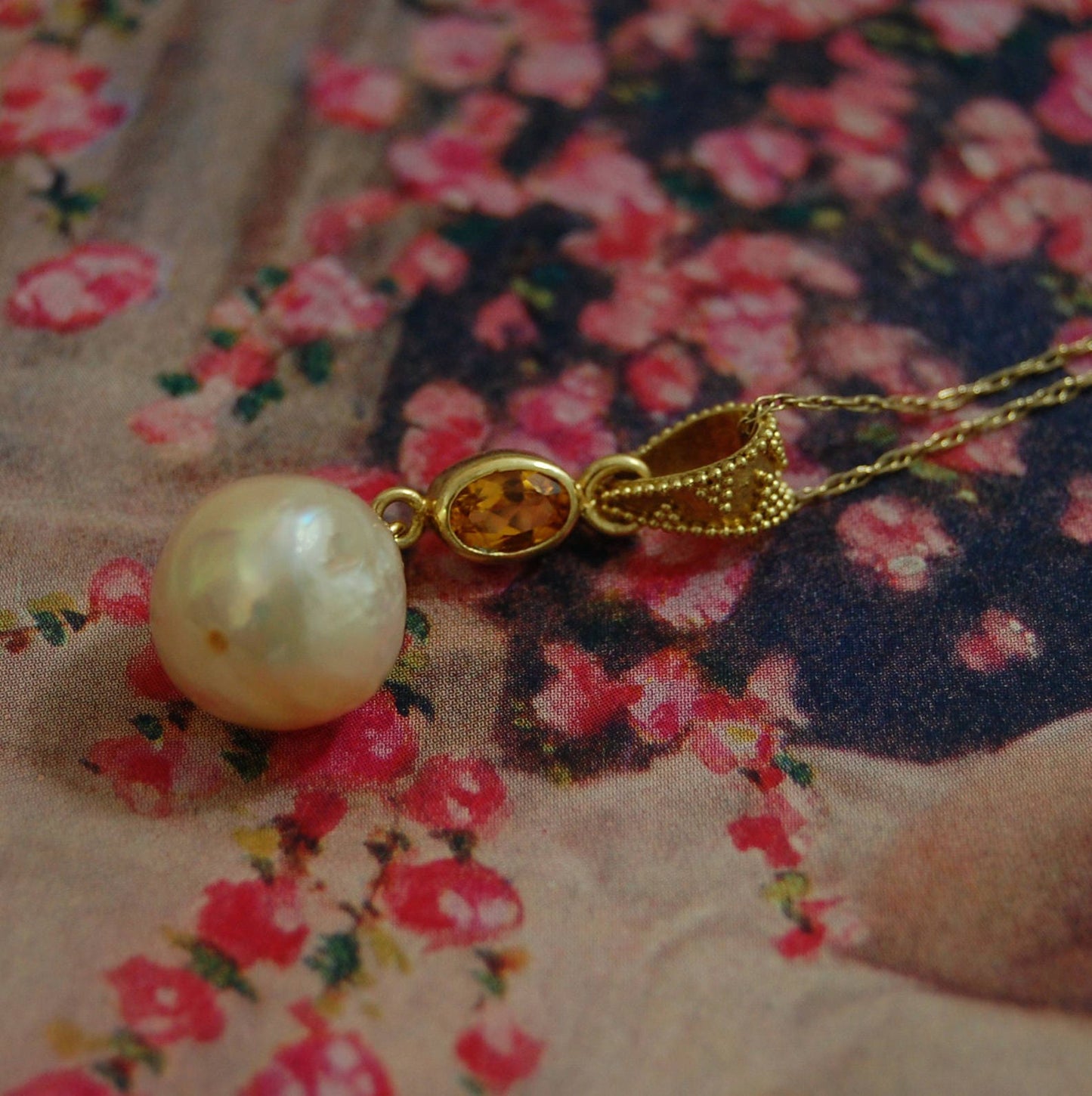 Freda - Pearl & Sapphire Statement Pendant 24k Gold Vermeil
