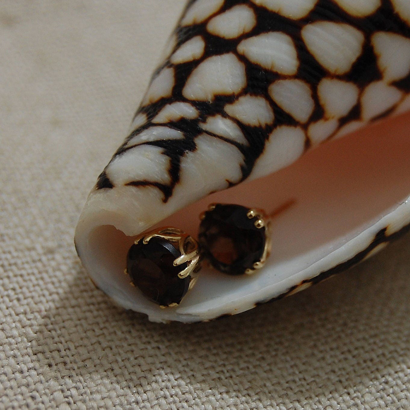 Cari - Smoky Quartz Stud Earrings Set in 14kt Gold, Scorpio Birthstone, FREE SHIPPING US