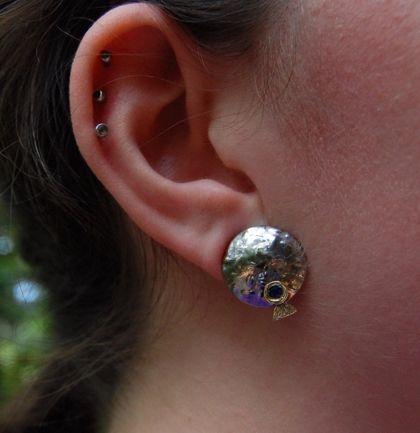 Sana - Blue Sapphire Modernist Earrings, FREE SHIP US