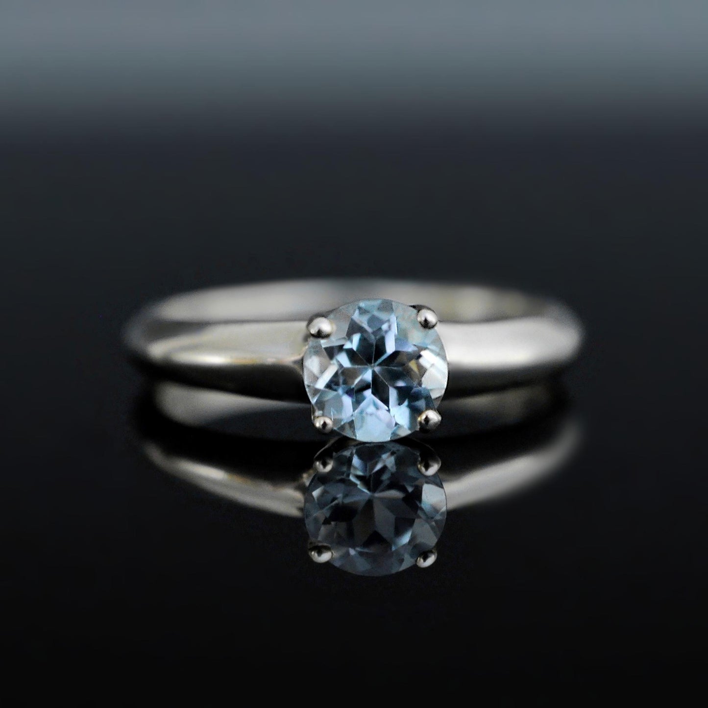 Azora - Beautiful Sky Blue Topaz Gemstone Ring Set in Solid Easy Care Argentium Silver, FREE SHIPPING US.