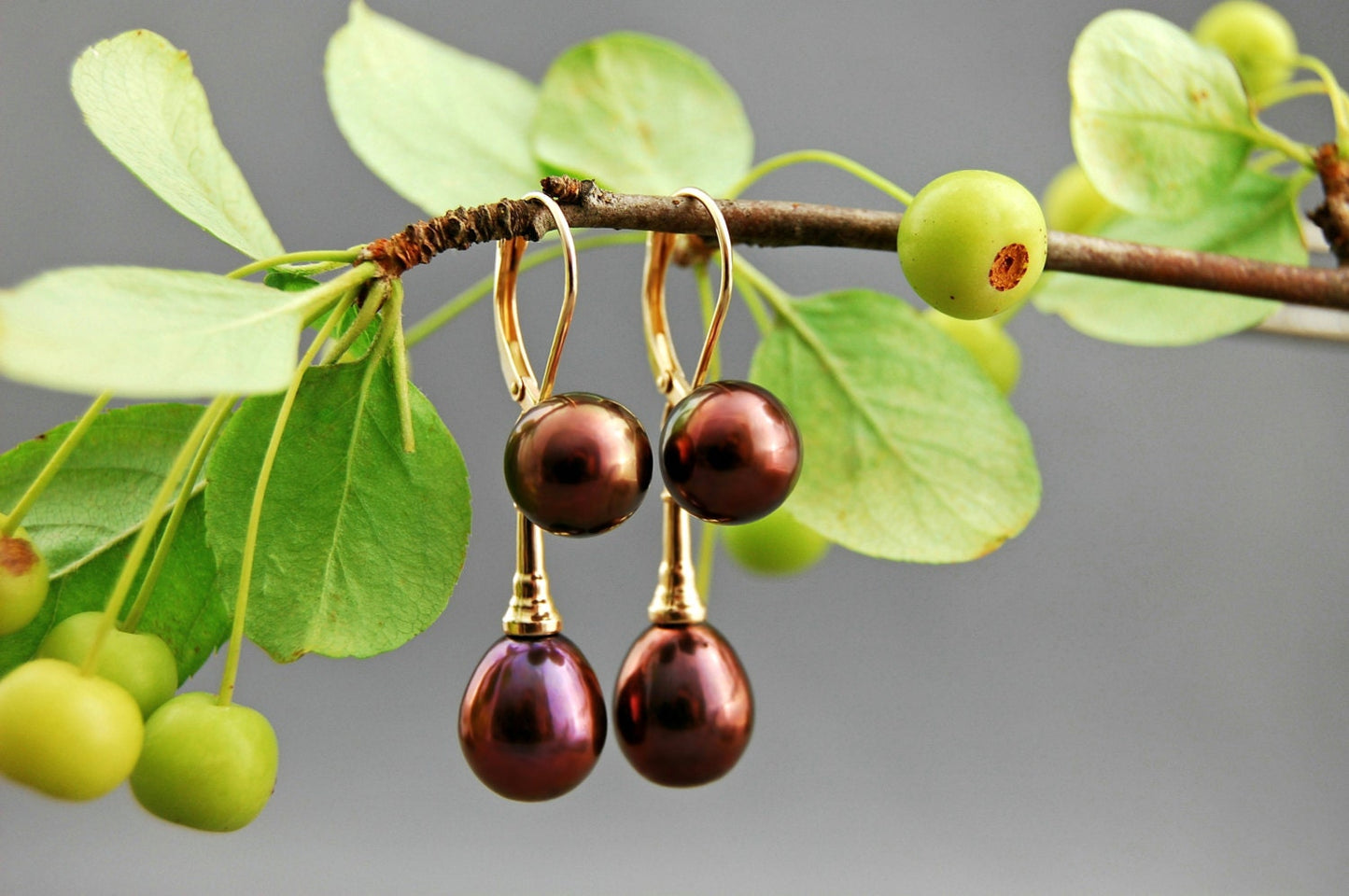 Elaine - Pearl Dangle Earrings Set in 14kt Gold Lever Backs. FREE SHIPPING US