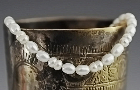 Thea - Beautiful White Freshwater Pearl Bracelet with Sterling Silver Magnetic Clasp. FREE SHIPPING US.