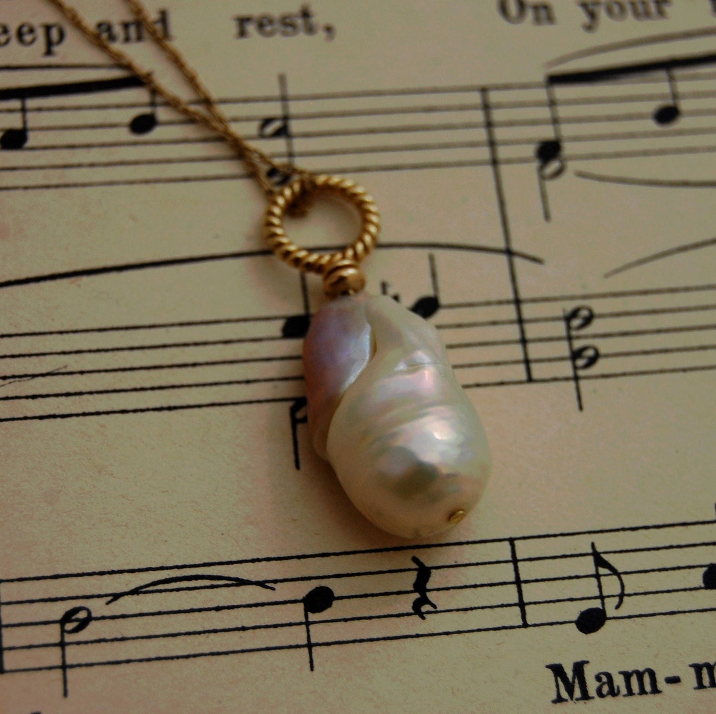 Lillia - Pearl Pendant Features a Unique Bi-Color Freshwater Pearl Set in 14kt Gold, Free Shipping within the US.