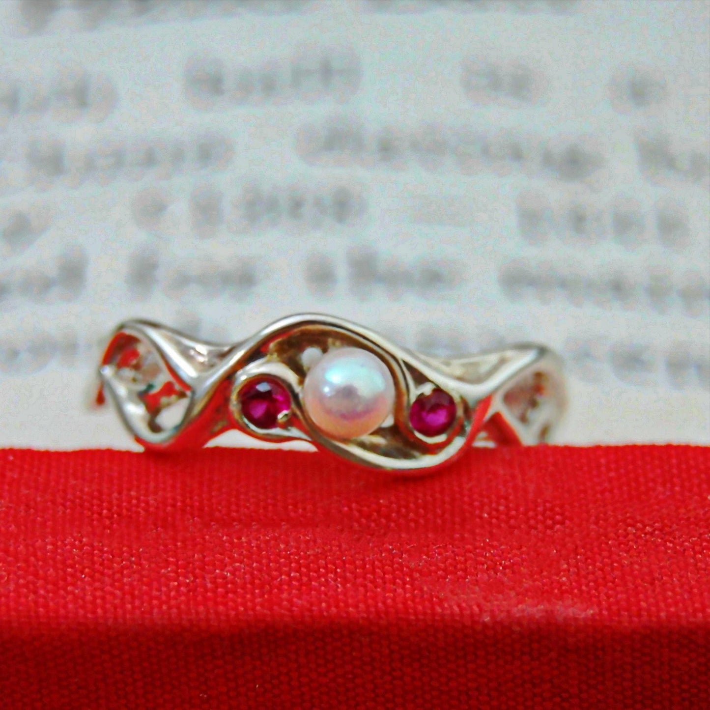 Mira - Pearl and Ruby Ring Set in Easy Care Continuum® Silver. Shop Exclusive Wave Ring Design. Free Shipping within the US.