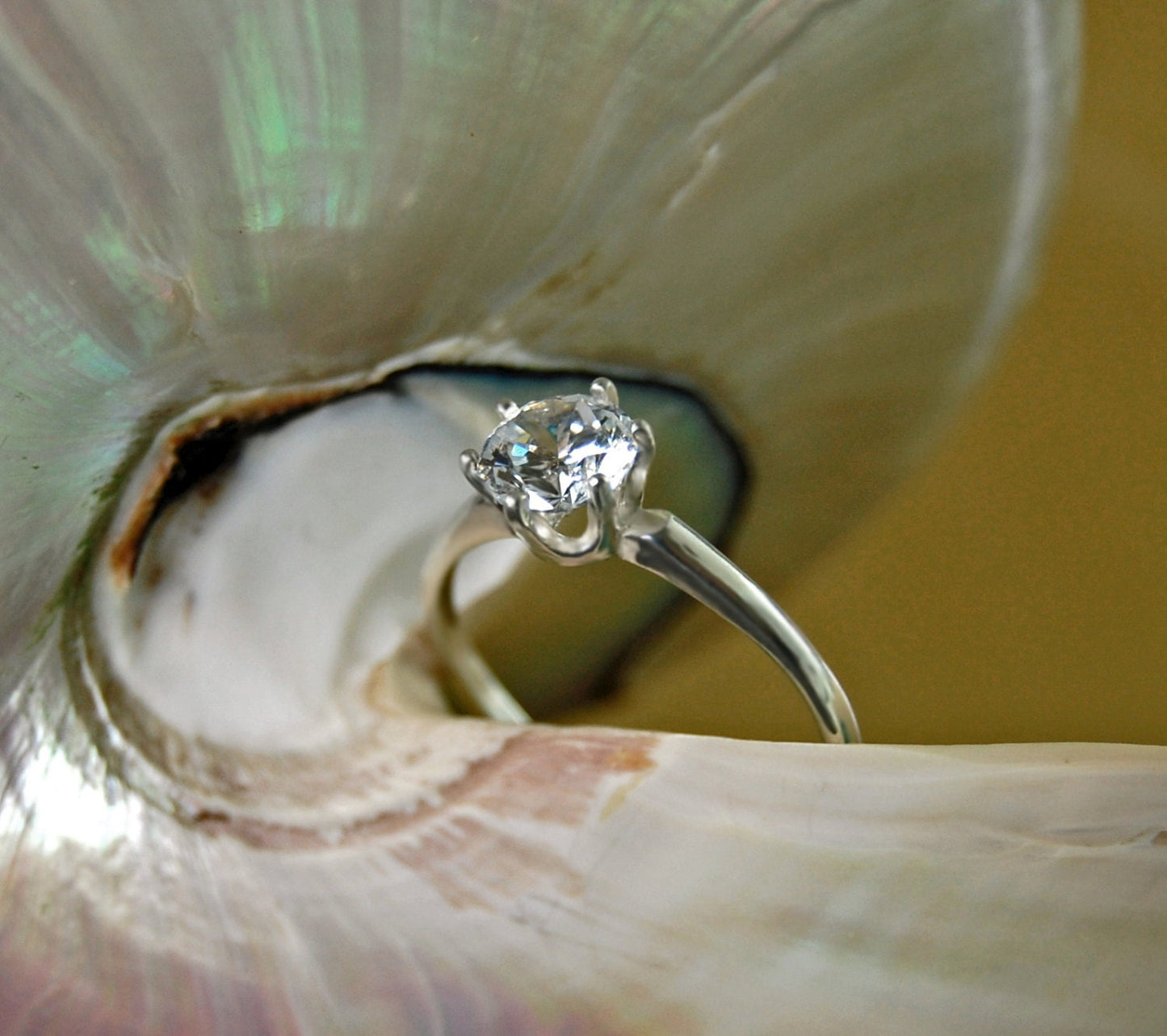 Ena - Engagement Ring Features a 6mm Cubic Zirconia Gemstone Set in Solid Sterling Silver, FREE SHIPPING US