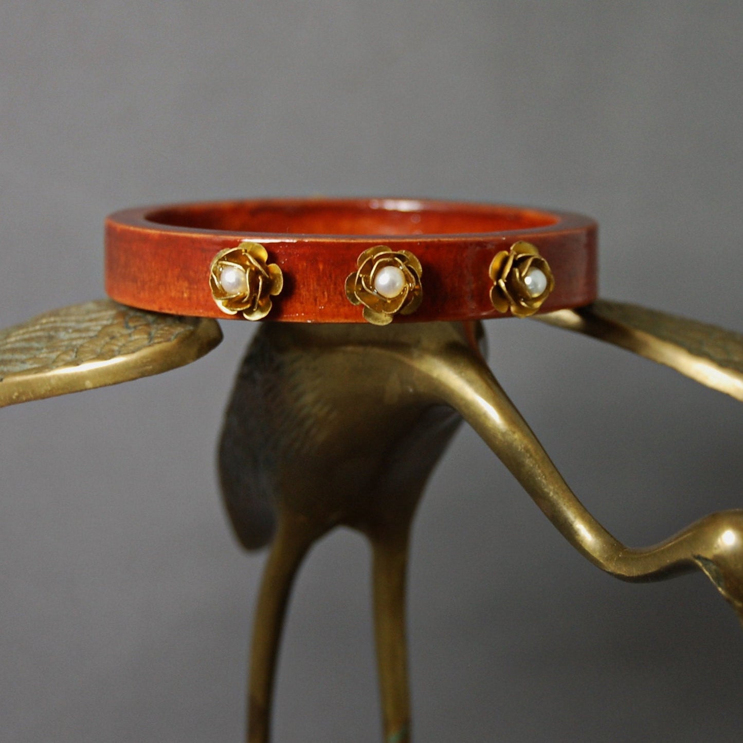 Veera - Handmade Wooden Pearl Floral Bangle, Eco-Friendly Fashion, FREE SHIP US