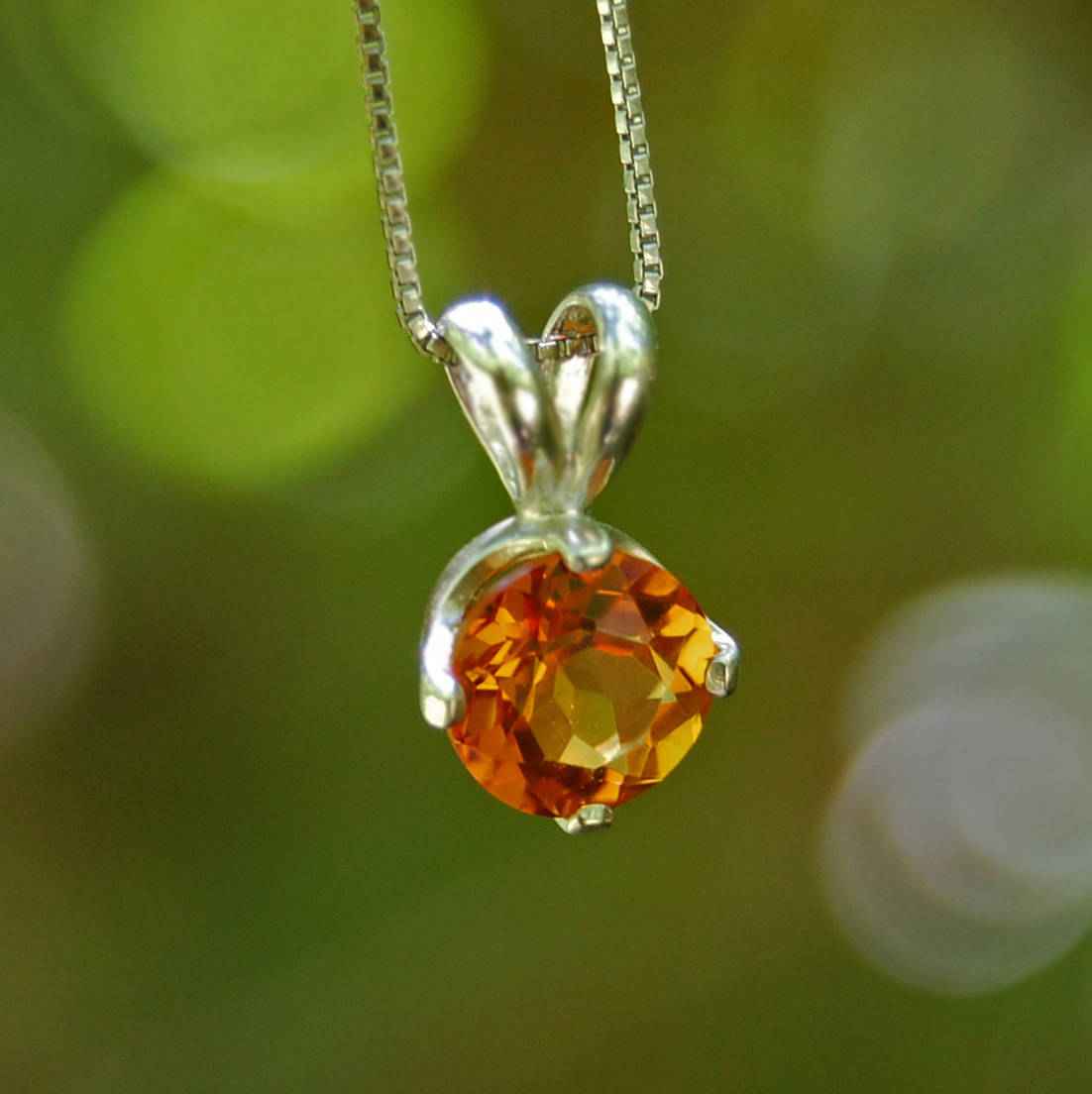 Autumn - Citrine Pendant Necklace, November Birthstone, Argentium® Silver
