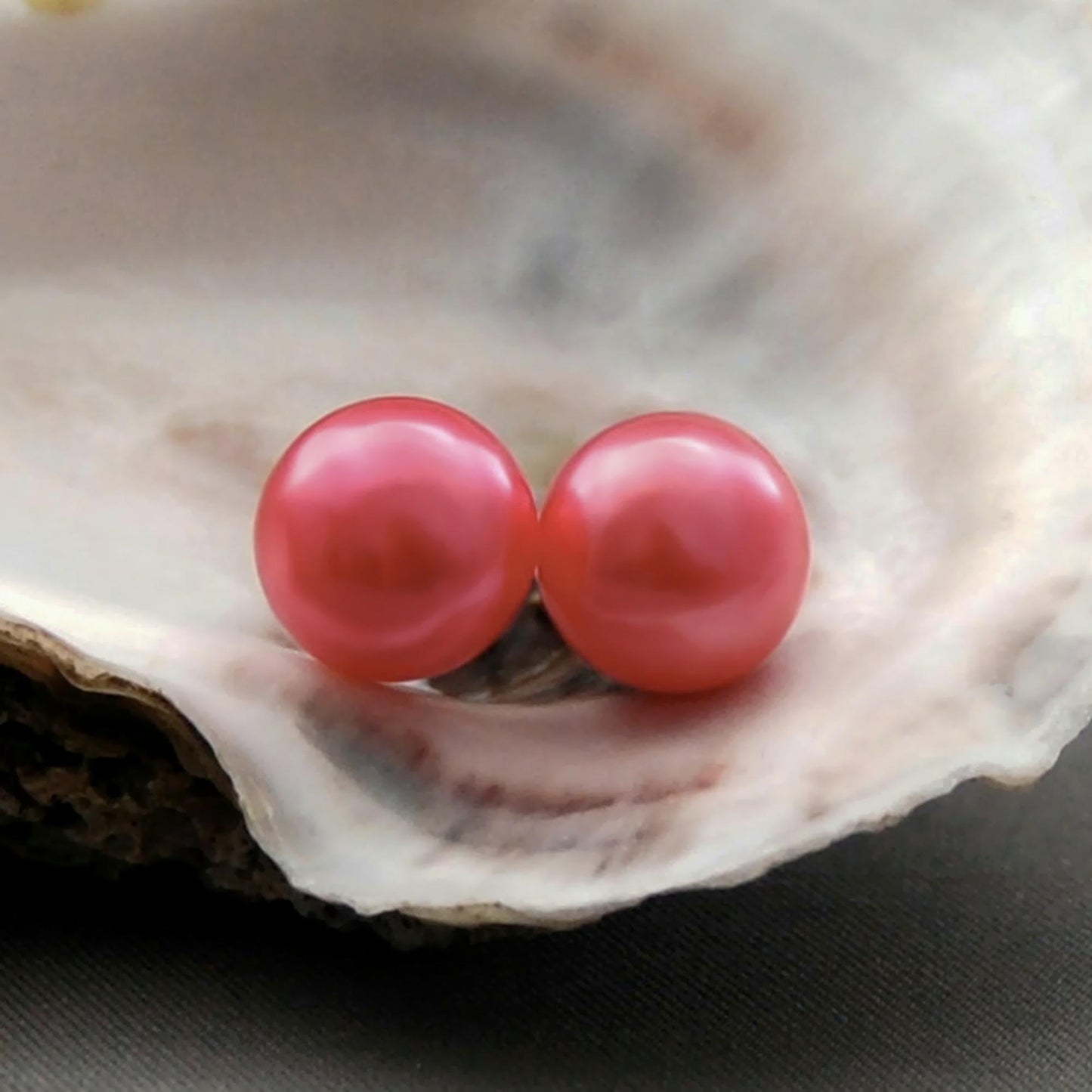 Aurelia - Pearl Stud Earrings, One of a Kind, Set in Solid 14kt Gold, FREE SHIPPING US.