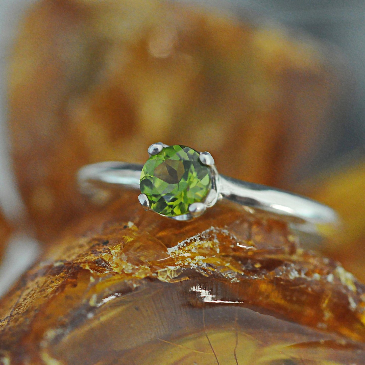 Alaqua - Peridot Gemstone and Sterling Silver Engagement Ring