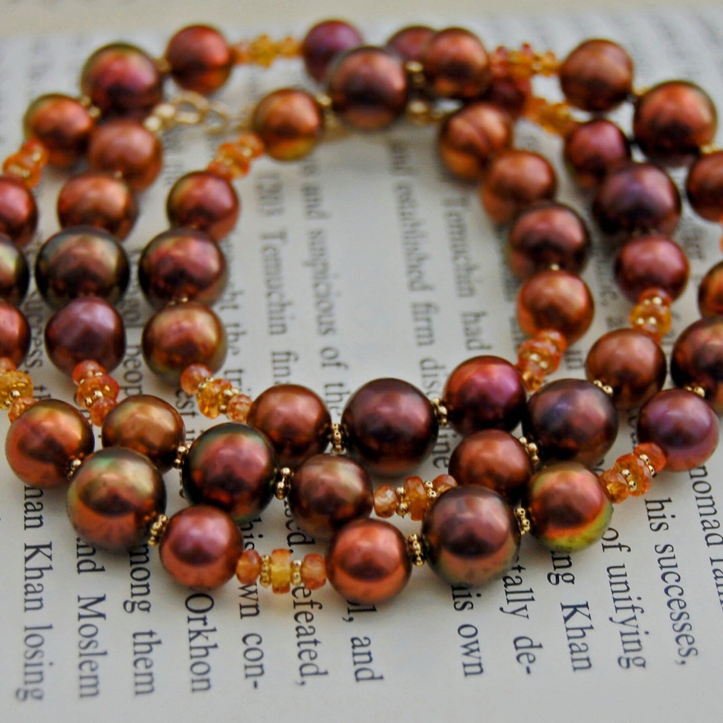 Akrya - Pearl Necklace with Sapphire and 14k Gold Beads