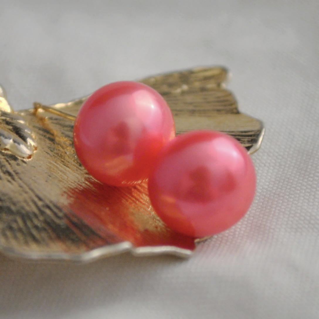 Aurelia - Pearl Stud Earrings, One of a Kind, Set in Solid 14kt Gold, FREE SHIPPING US.