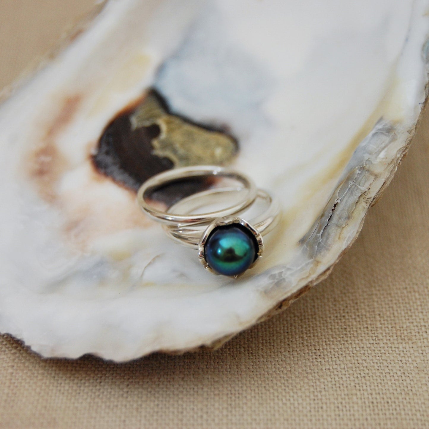 Evie - Pearl Engagement Ring, Continuum® Silver, FREE SHIPPING US