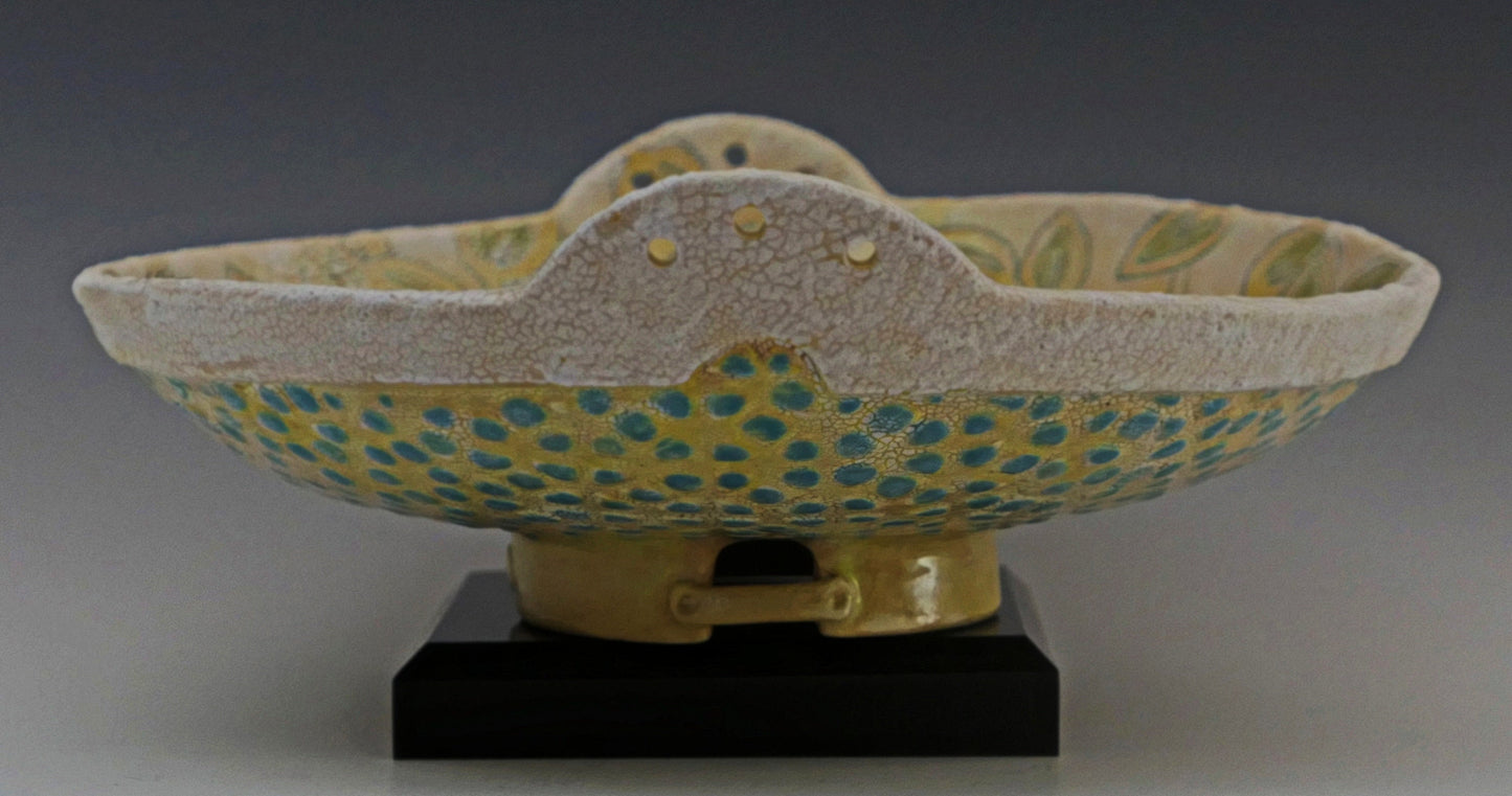 Snow Crust - Hand Painted Decorative Ceramic Bowl - Medium Size - Free Shipping in the US.