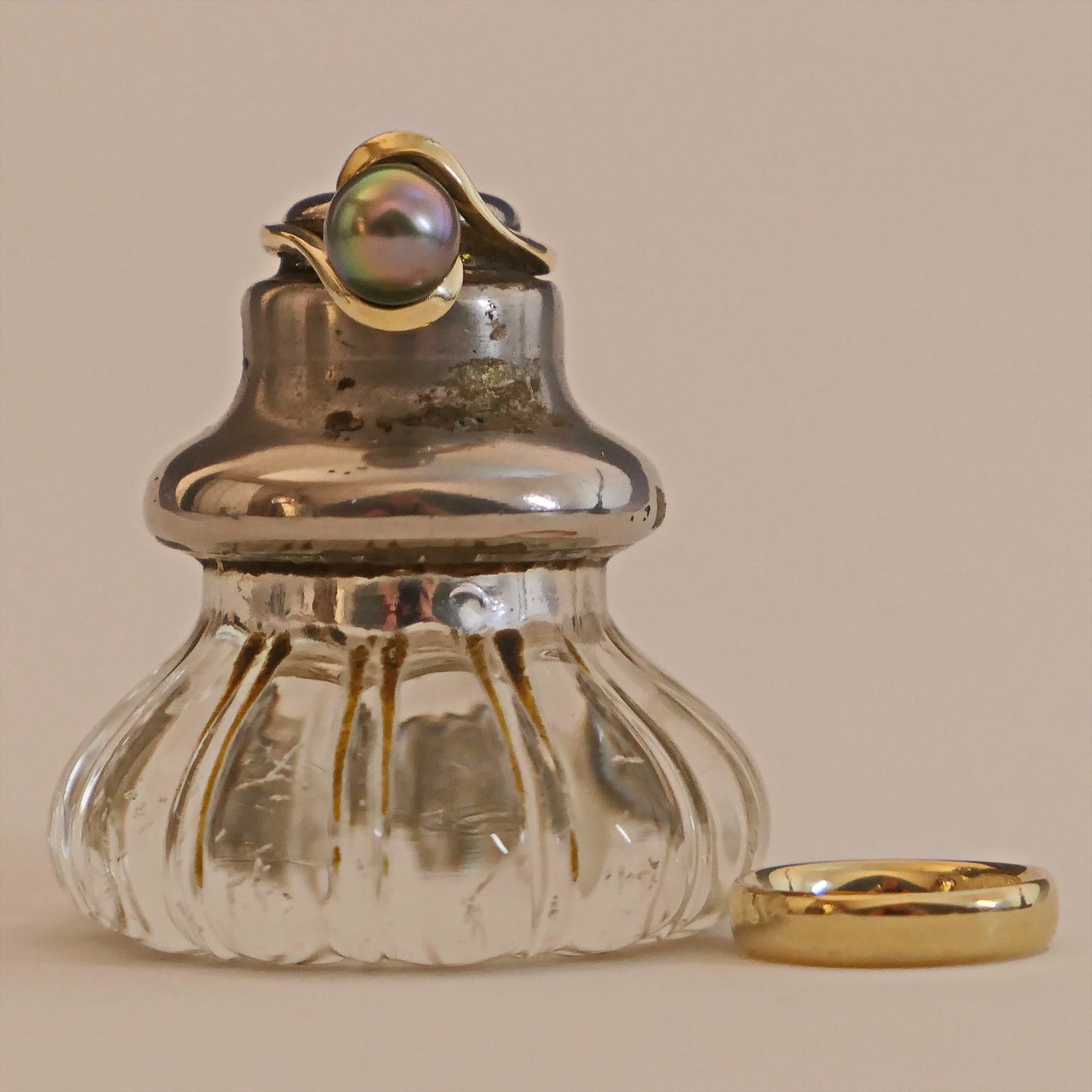 Laxmi - Luxurious Natural Colored Peacock Tahitian Pearl Solitaire Engagement Ring Set in Solid 14kt Yellow Gold. Free Shipping in US