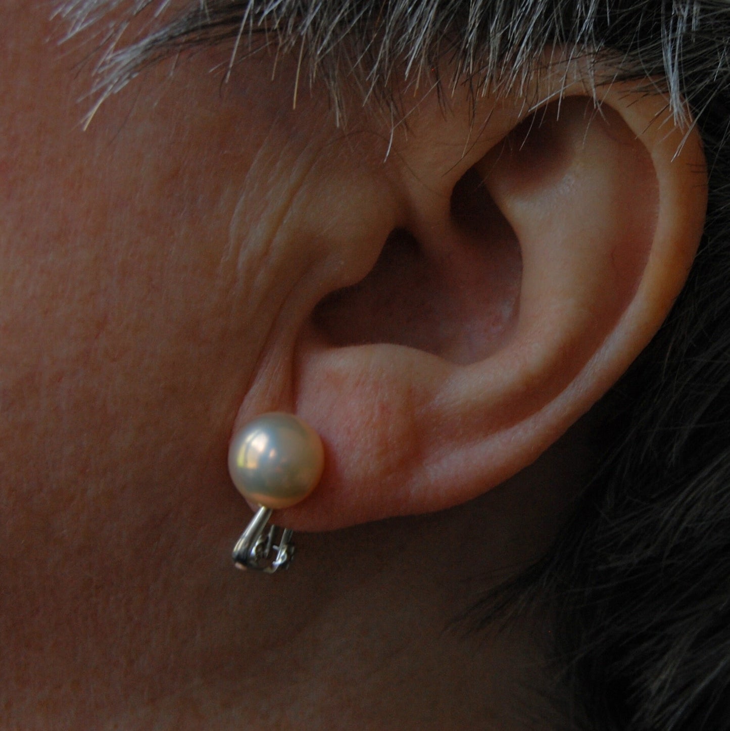 Rebecca - Striking Natural Freshwater Pearl Stud Earrings Set in Solid Sterling Silver Omega Mountings, FREE SHIPPING US