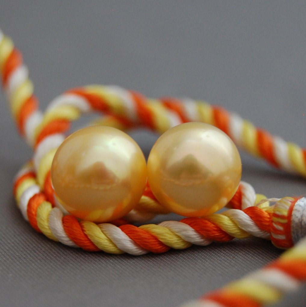 Simone - One of a Kind Golden Pearl Stud Earrings, FREE SHIP US