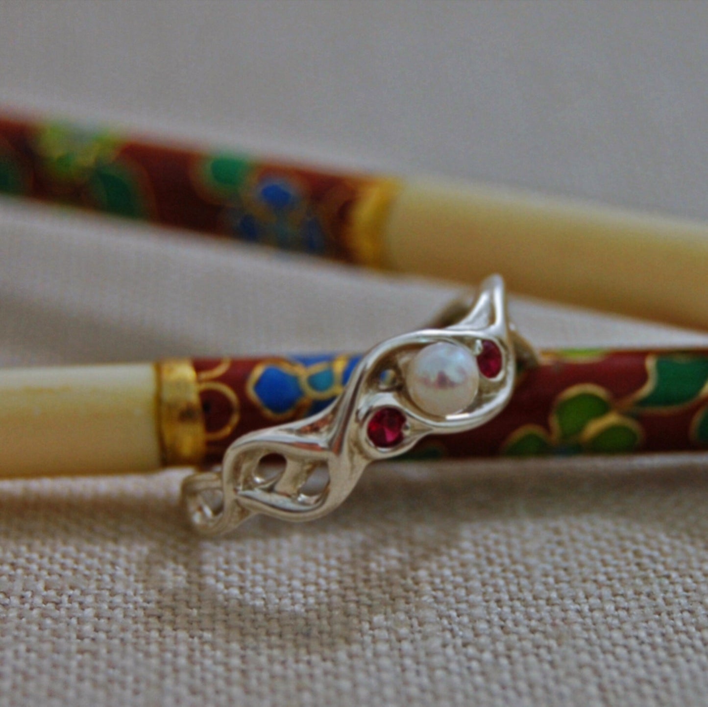 Mira - Pearl and Ruby Ring Set in Easy Care Continuum® Silver. Shop Exclusive Wave Ring Design. Free Shipping within the US.