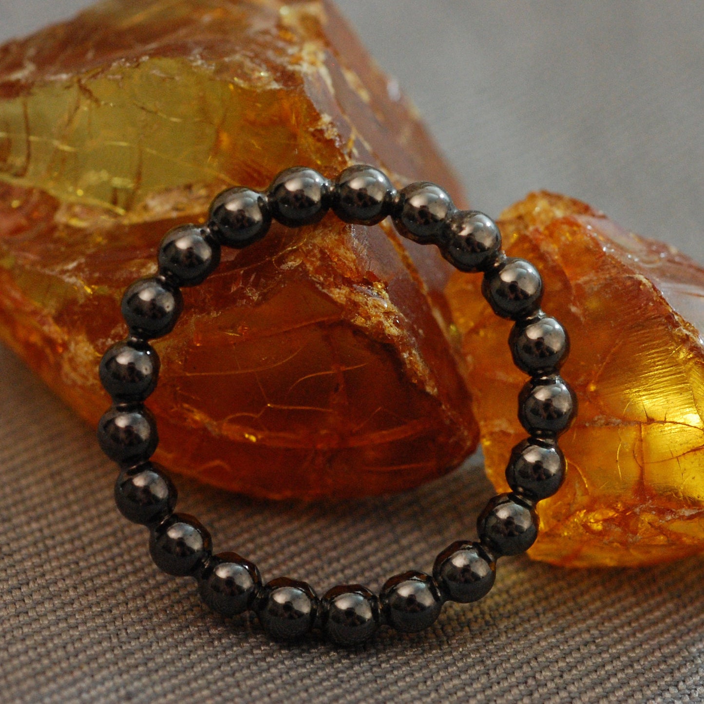 Eleena - Beaded Band, Black Rhodium, Sterling Silver Ring, FREE SHIPPING US