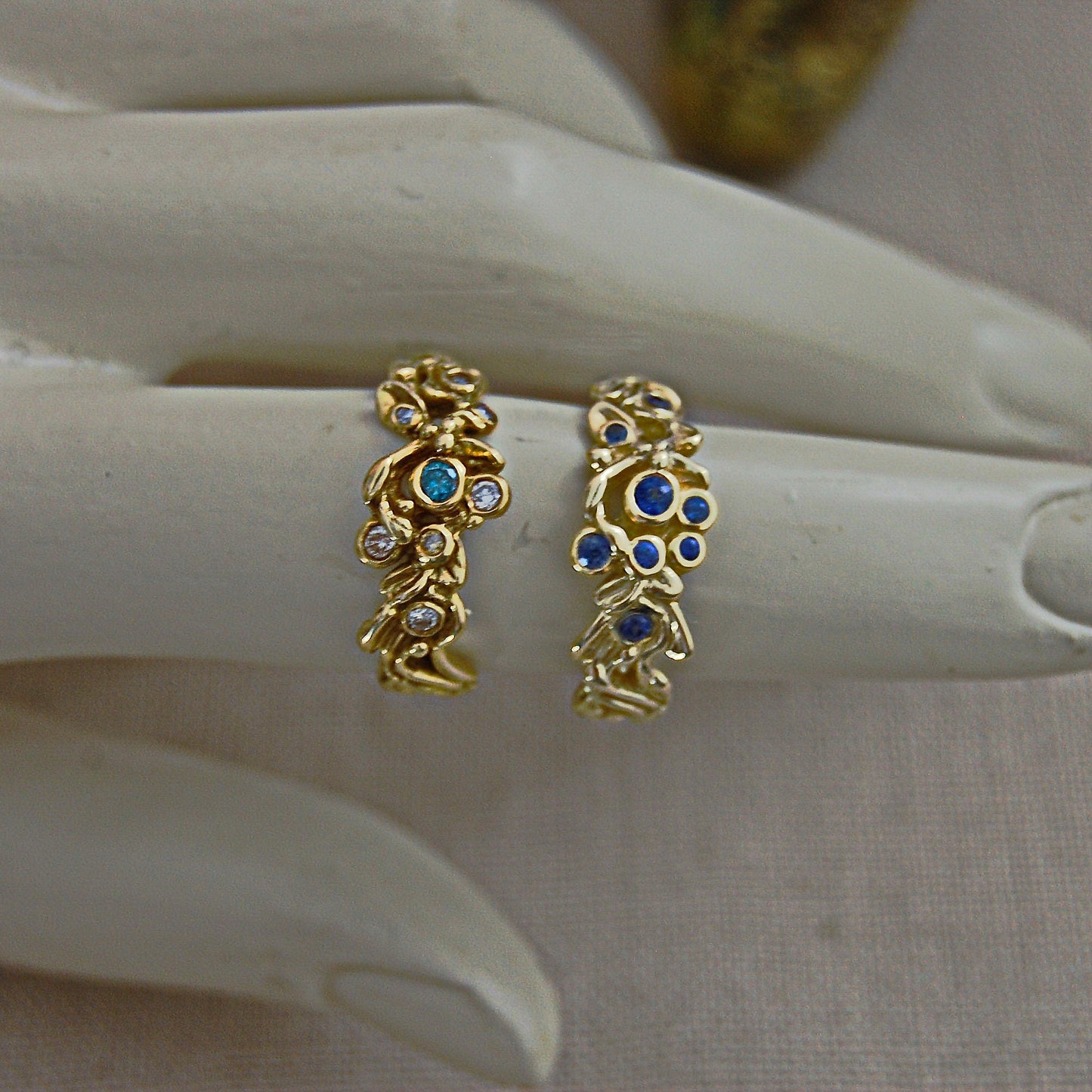Alyssa - Blue Sapphire Ring Set in 14kt Solid Gold with a Floral Motif. SHOP EXCLUSIVE. Free Shipping US.