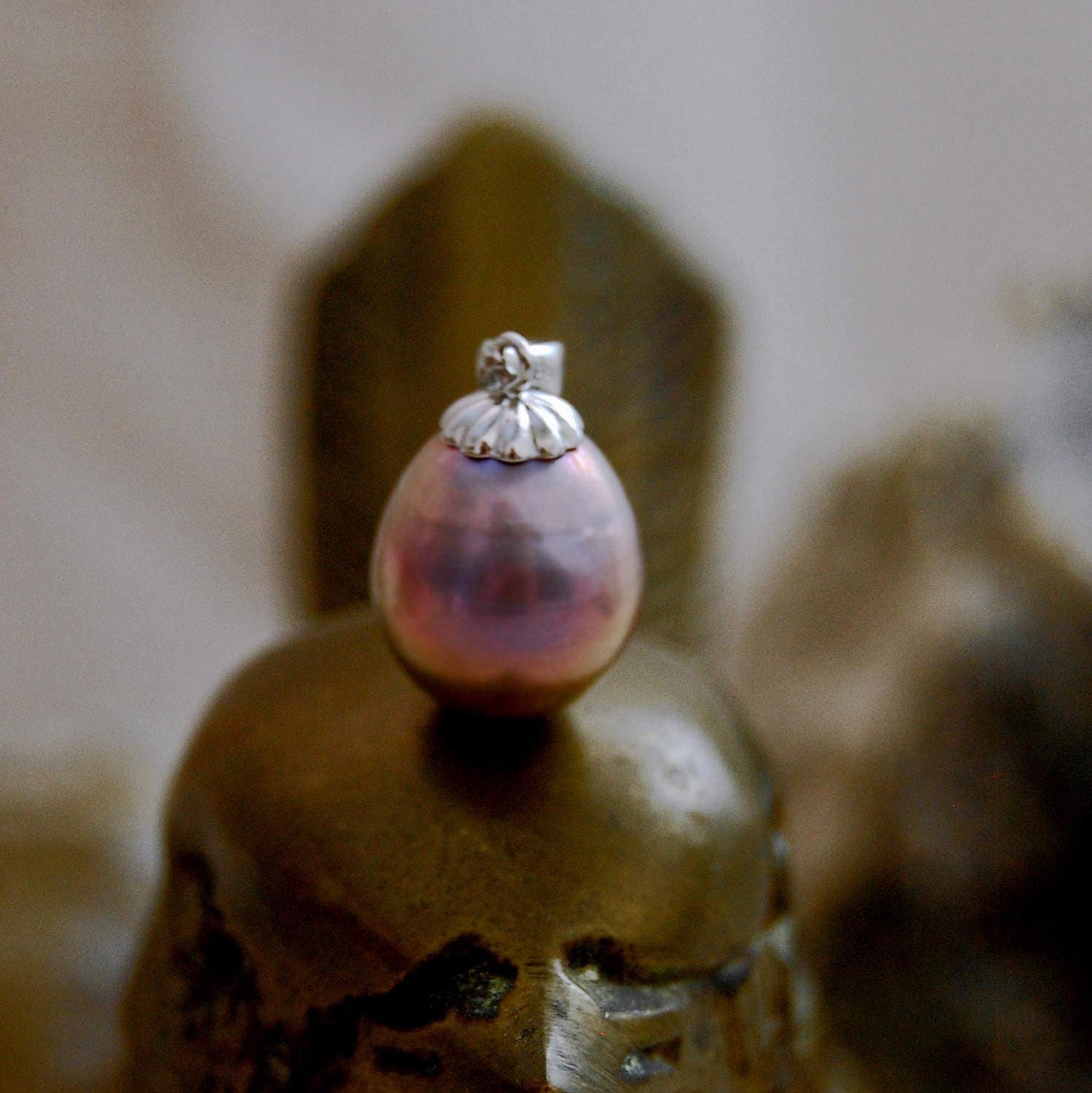 Romy - Metallic Purple Teardrop Pearl Pendant 14k White Gold setting. Free shipping within the US.