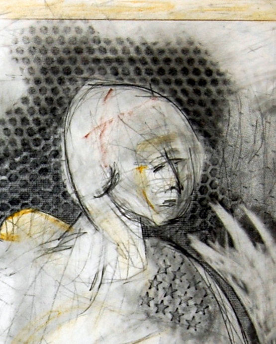 Susanna, with Lily - Pencil Drawing, contemporary art, FREE SHIPPING US