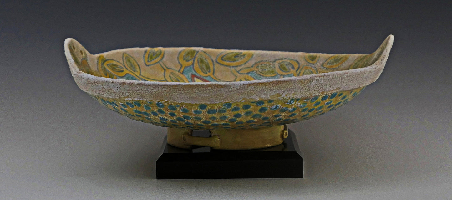 Snow Crust - Hand Painted Decorative Ceramic Bowl - Medium Size - Free Shipping in the US.