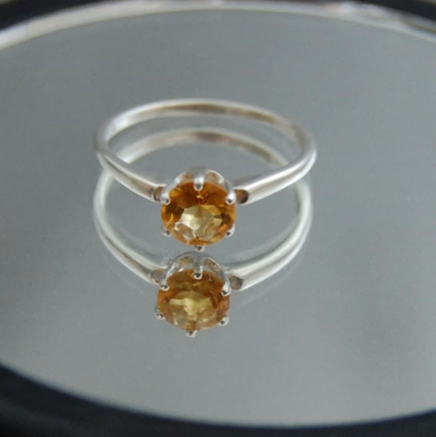 Benicia - Citrine Gemstone Stacking or Engagement Ring, November Birthday