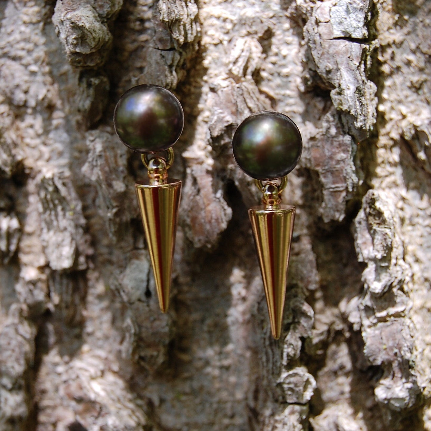 Valora - Freshwater Pearl Contemporary Drop Stud Earrings, FREE SHIPPING US