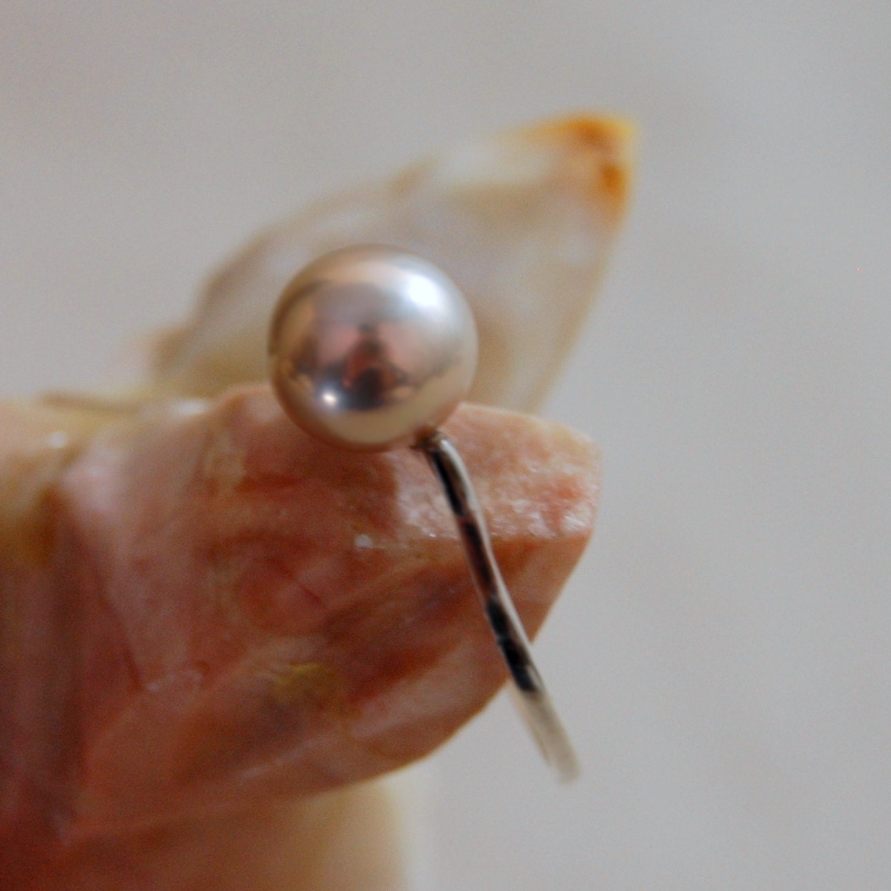 Aimee - Pearl Ring Features a Rare Color Freshwater Pearl Set in Sterling Silver. Aimee can be Custom Ordered with a Different Pearl.