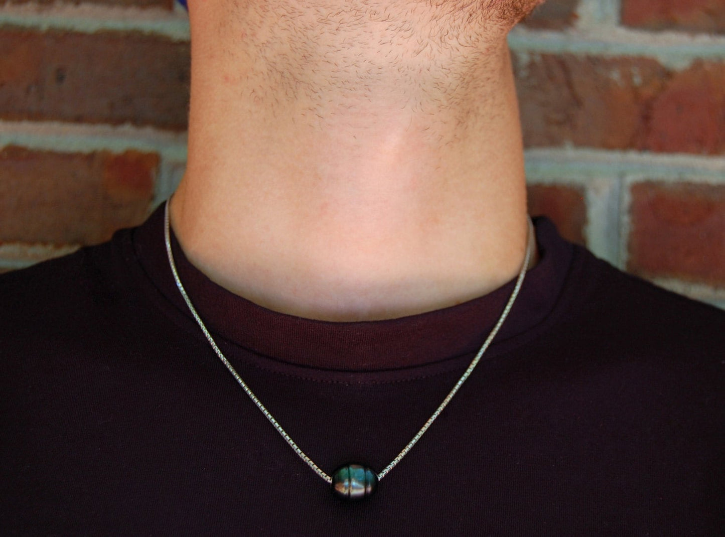 Jamie - Unisex Tahitian Pearl Pendant Necklace with a Sterling Silver Chain