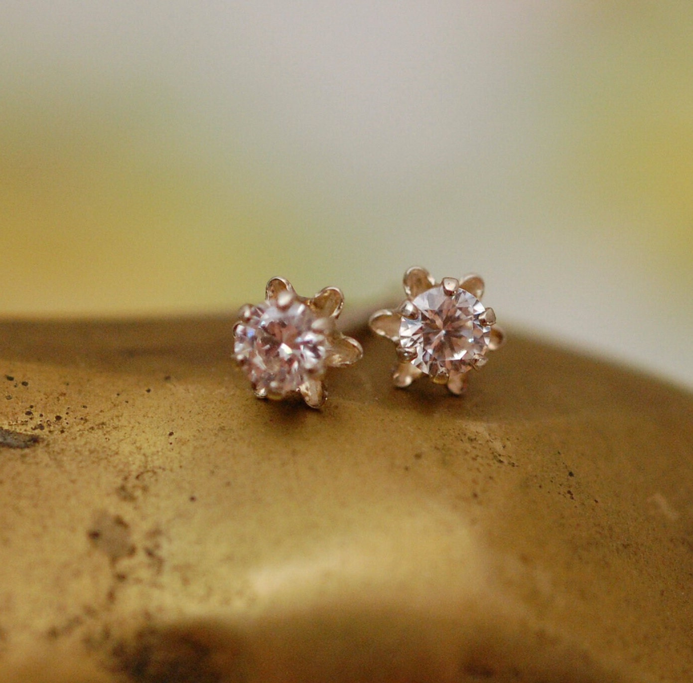 Stella - Cubic Zirconia Stud Earrings Sterling Silver, FREE SHIPPING US