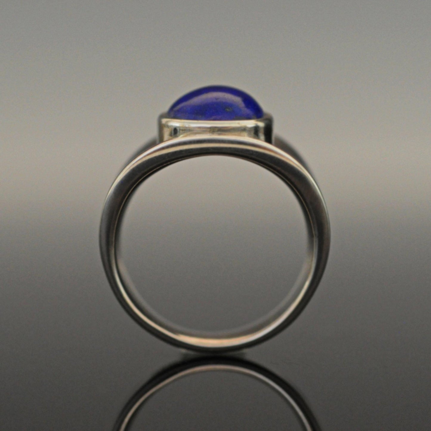 Hart - Contemporary Lapis Lazuli Wide Band Ring Set in Rhodium Plated Solid Sterling Silver. Perfect Gift for Him or Her!