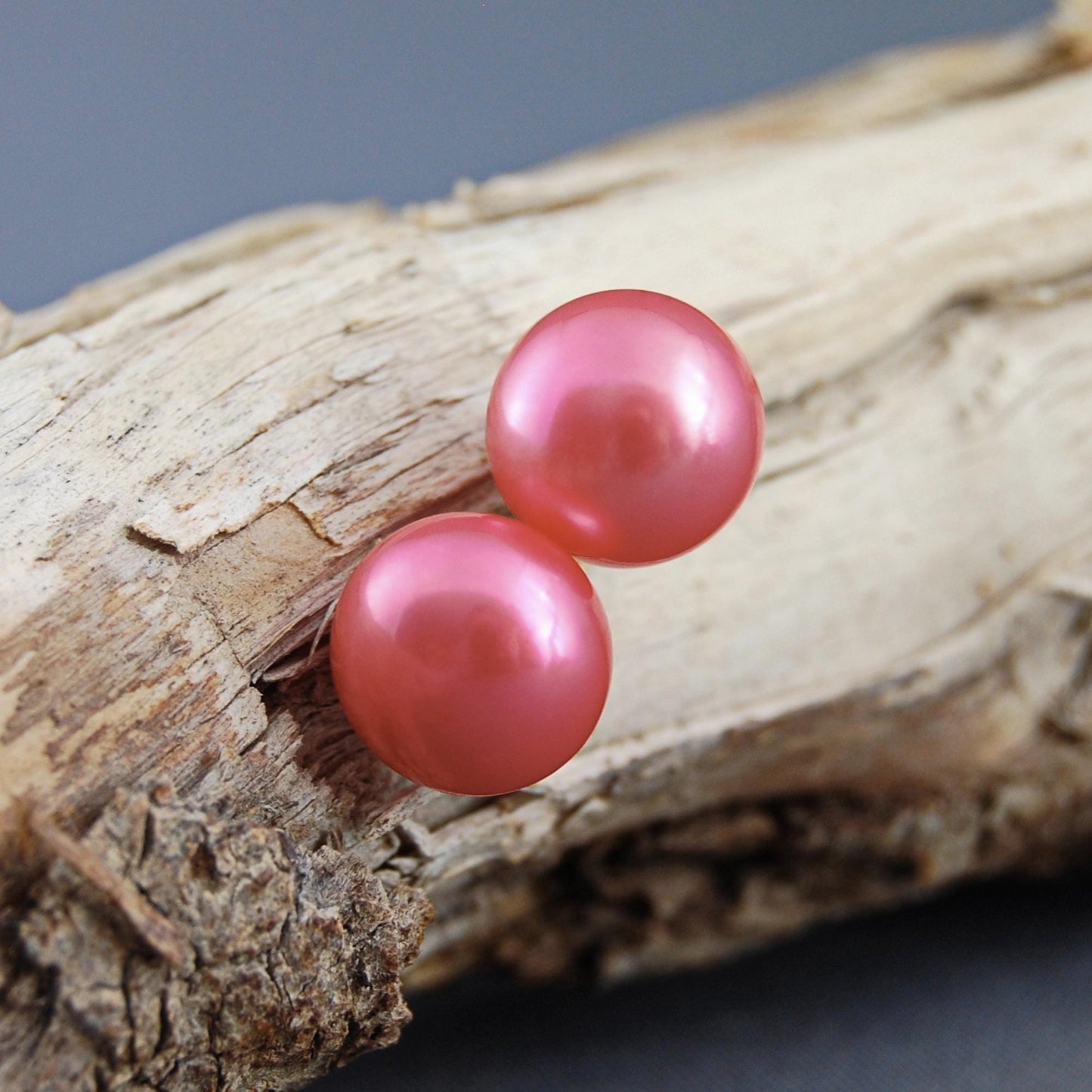 Aurelia - Pearl Stud Earrings, One of a Kind, Set in Solid 14kt Gold, FREE SHIPPING US.