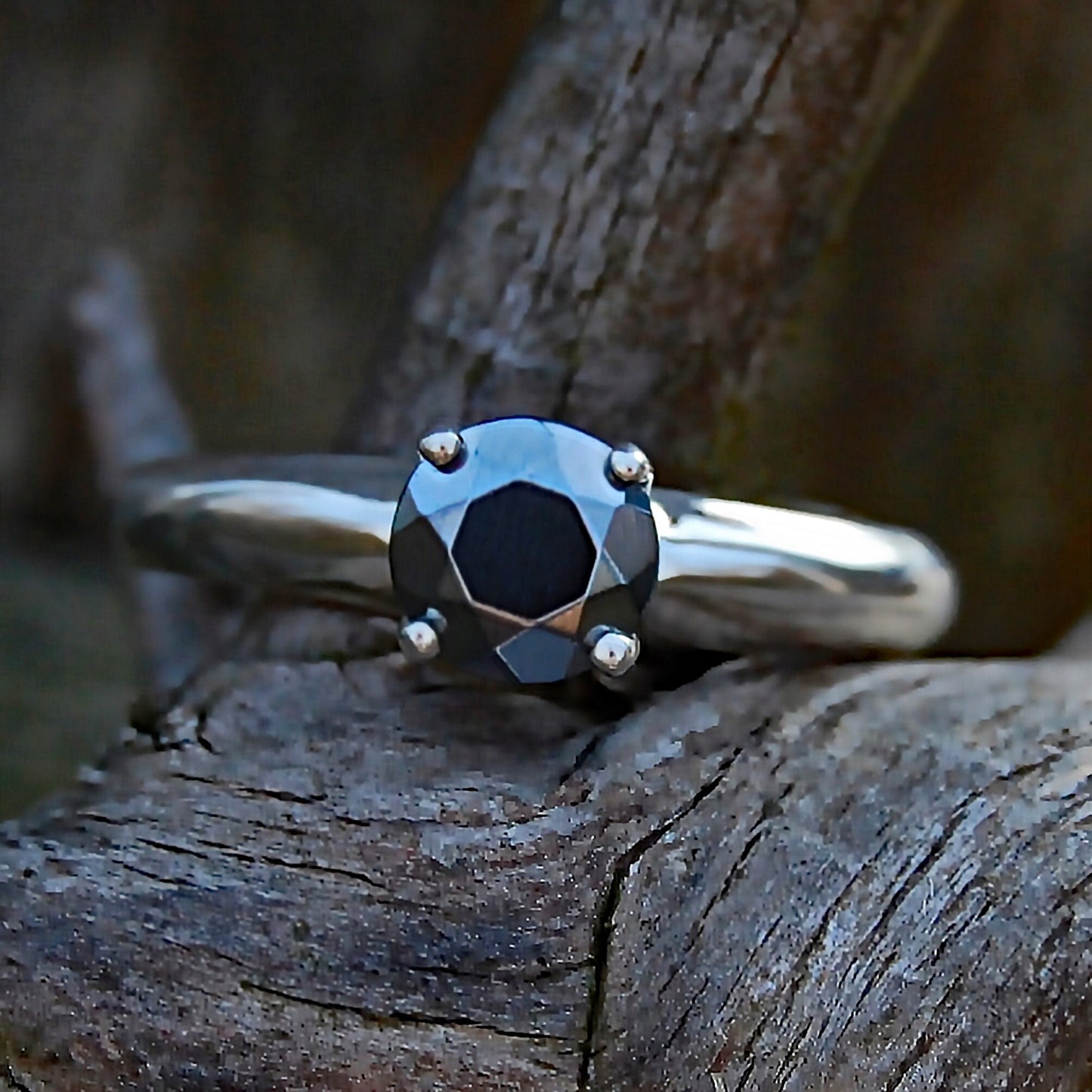 Brenna - Unique Silicon Crystal Gemstone Ring Set in Solid Argentium® Silver, Free shipping US.